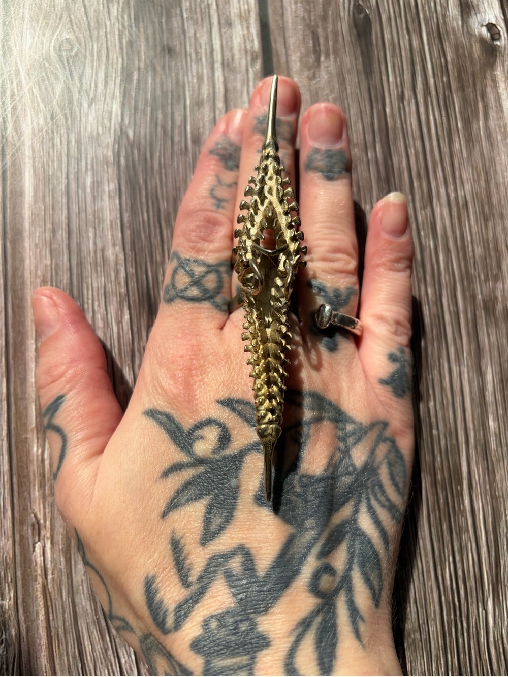 OOAK brass vertebrae ring